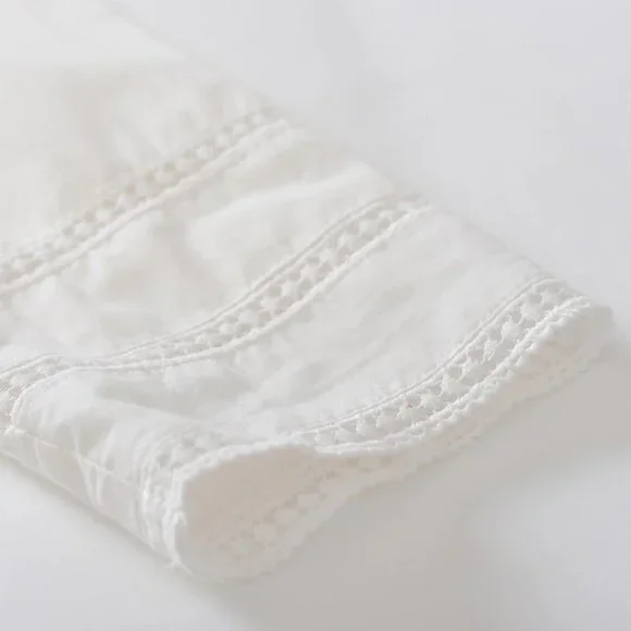 NEW — Simple Retro 100% Cotton Vintage White V-Neck Midi Victorian Dress - Picture 11 of 13